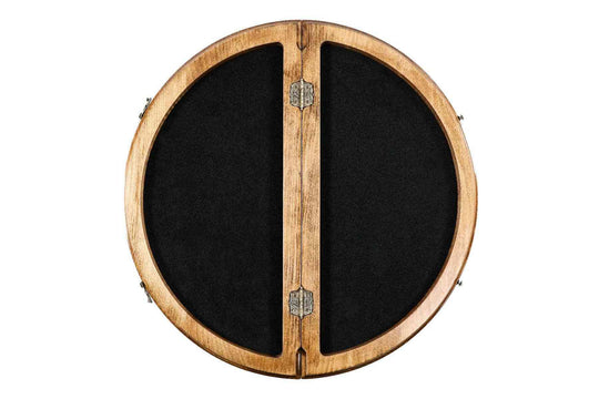 Circular Wooden Chess Set with Handmade Weave Pattern