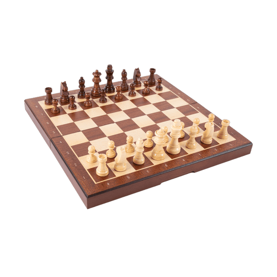 13" Mahogany Classic Wooden Chess Set with Magnetic Pieces - Chess District