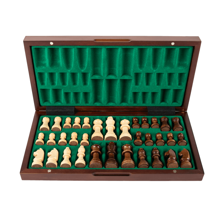 13" Mahogany Classic Wooden Chess Set with Magnetic Pieces - Chess District
