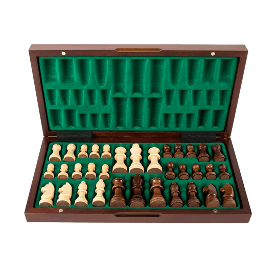 13" Mahogany Classic Wooden Chess Set with Magnetic Pieces - Chess District