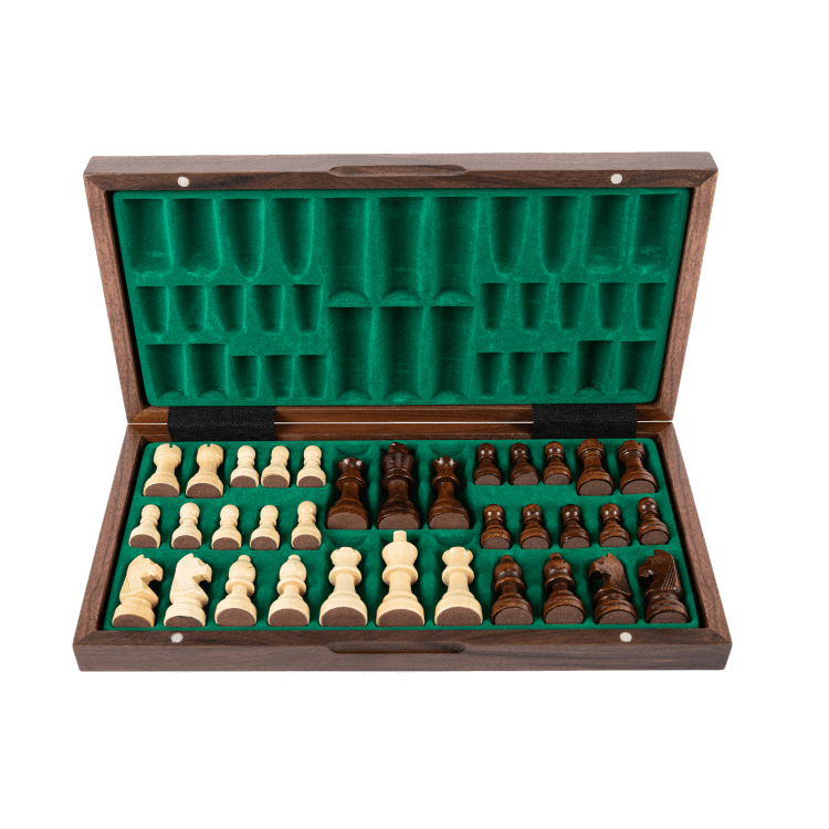 13" Walnut Classic Wooden Chess Set with Magnetic Pieces - Chess District