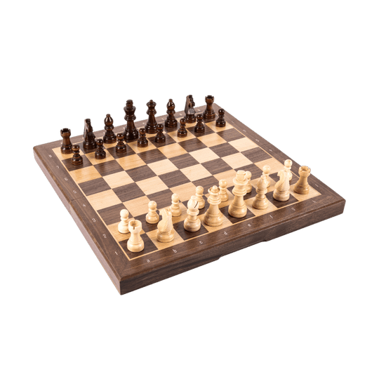 13" Walnut Classic Wooden Chess Set with Magnetic Pieces - Chess District