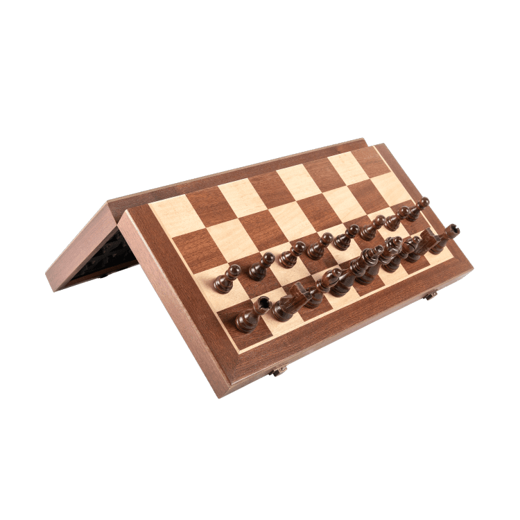 15" Mahogany Classic Wooden Chess Set with Magnetic Pieces - Chess District
