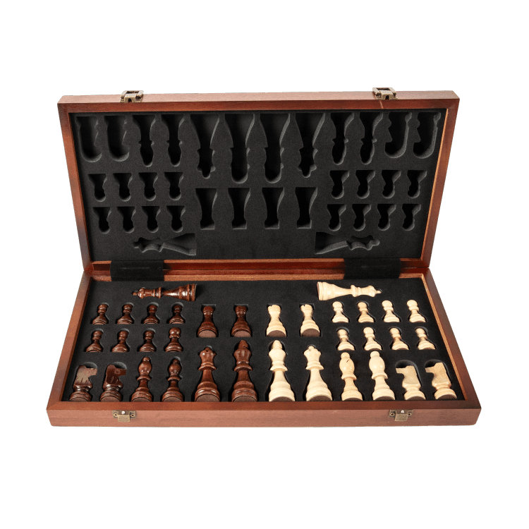 15" Mahogany Classic Wooden Chess Set with Magnetic Pieces - Chess District