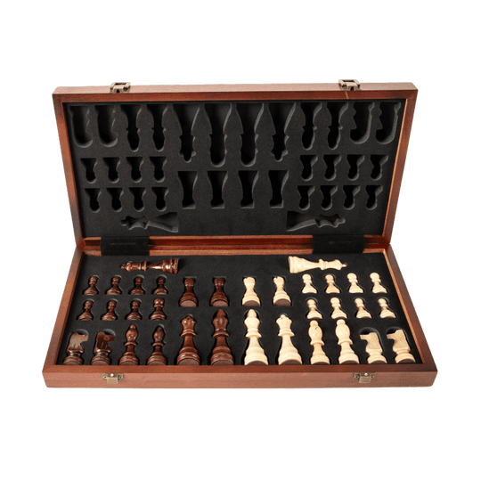 15" Mahogany Classic Wooden Chess Set with Magnetic Pieces - Chess District
