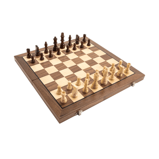 15" Walnut Classic Wooden Chess Set with Magnetic Pieces - Chess District