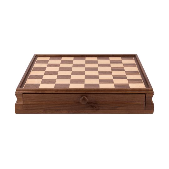 Antique Wooden Chess Set with 1 Built-In Drawer - Chess District
