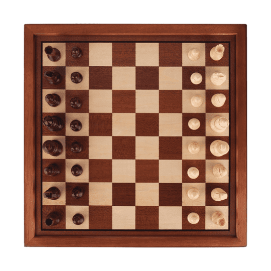 Antique Wooden Chess Set with 2 Built-In Drawers - Chess District