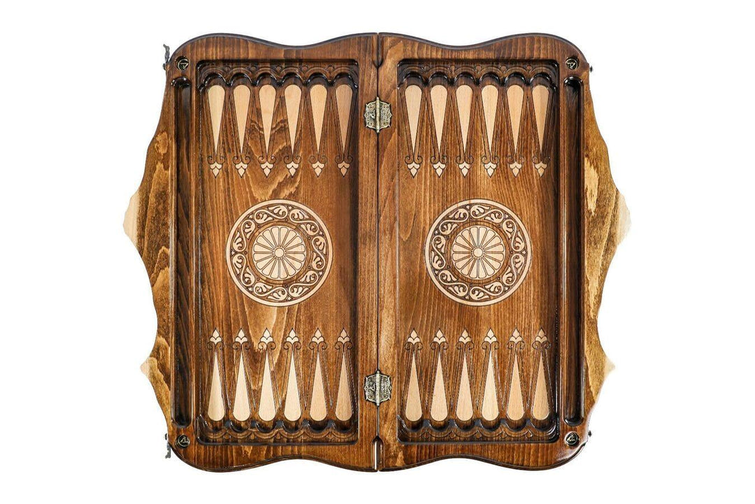 Chess-backgammon Set with Mountain Theme and Bronze Elements - Chess District