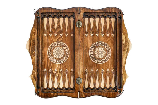 Chess-backgammon Set with Mountain Theme and Bronze Elements - Chess District