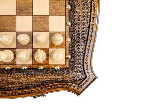 Handmade Wooden Chess Set with Bronze Elements - Chess District