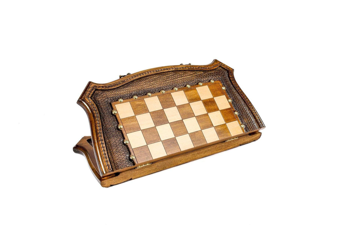 Handmade Wooden Chess Set with Bronze Elements - Chess District