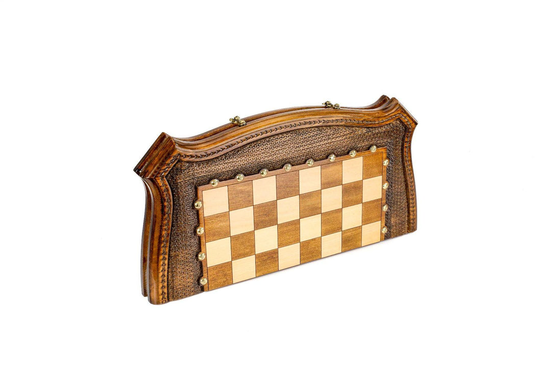 Handmade Wooden Chess Set with Bronze Elements - Chess District