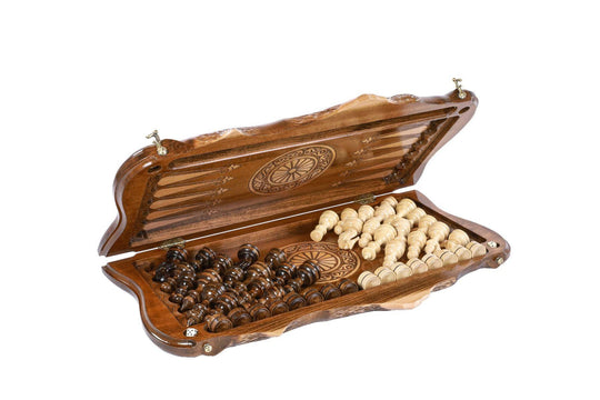 Wooden Chess-backgammon Set with Braid Pattern - Chess District