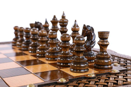 Wooden Chess-backgammon Set with Braid Pattern - Chess District