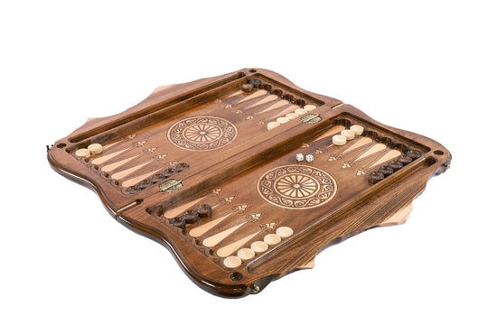 Wooden Chess-backgammon Set with Braid Pattern - Chess District