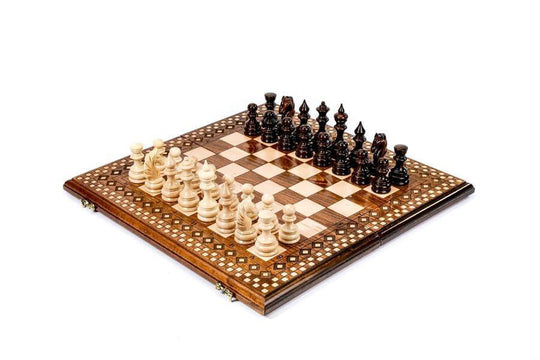 Wooden Chess-backgammon Set with Carpet Pattern - Chess District