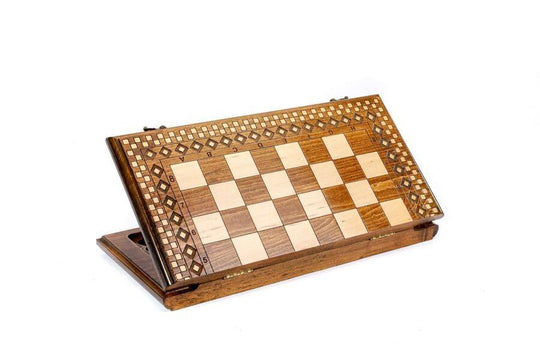 Wooden Chess-backgammon Set with Carpet Pattern - Chess District