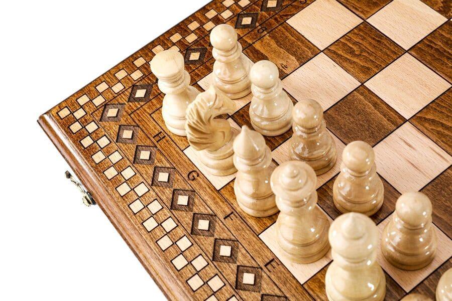 Wooden Chess-backgammon Set with Carpet Pattern - Chess District