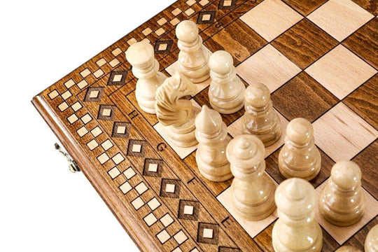 Wooden Chess-backgammon Set with Carpet Pattern - Chess District