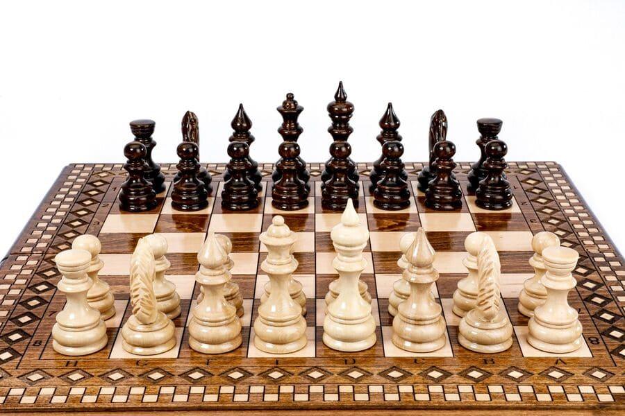 Wooden Chess-backgammon Set with Carpet Pattern - Chess District