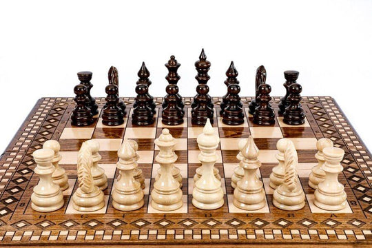 Wooden Chess-backgammon Set with Carpet Pattern - Chess District