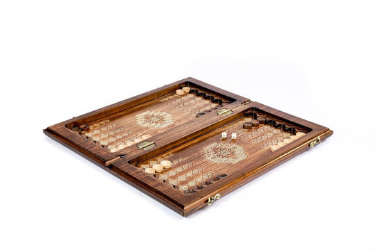 Wooden Chess-backgammon Set with Carpet Pattern - Chess District