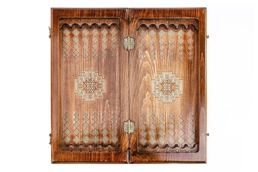 Wooden Chess-backgammon Set with Carpet Pattern - Chess District
