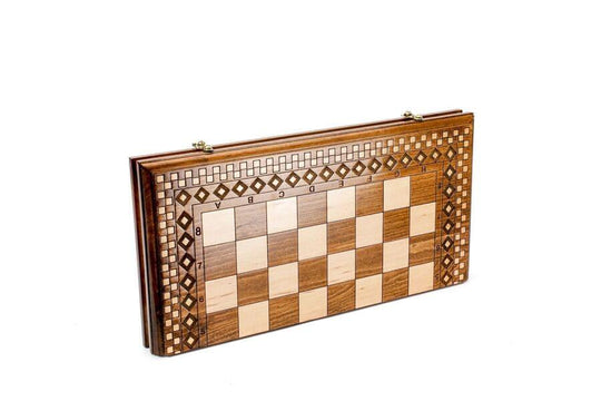 Wooden Chess-backgammon Set with Carpet Pattern - Chess District