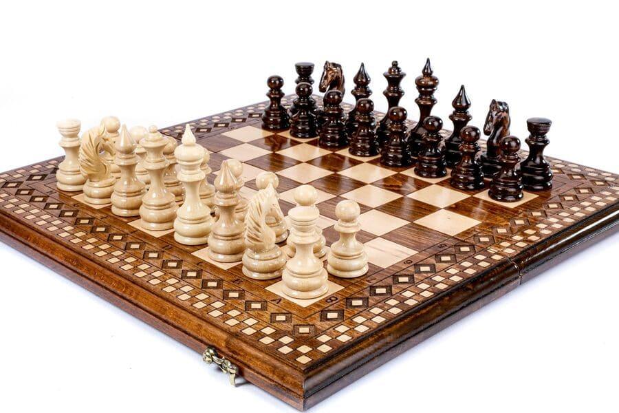 Wooden Chess-backgammon Set with Carpet Pattern - Chess District
