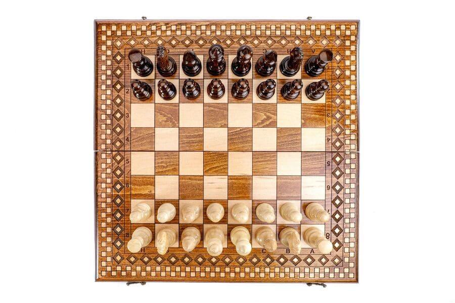 Wooden Chess-backgammon Set with Carpet Pattern - Chess District