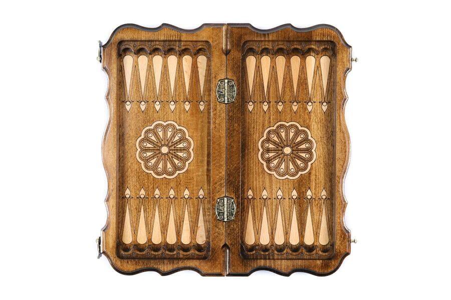 Wooden Chess-backgammon Set with Carved Eternity Pattern - Chess District