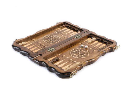 Wooden Chess-backgammon Set with Carved Eternity Pattern - Chess District