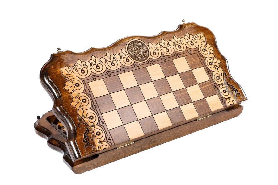 Wooden Chess-backgammon Set with Coat of Arms - Chess District