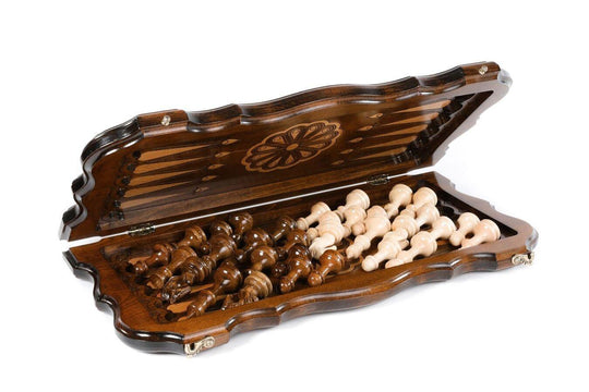 Wooden Chess-backgammon Set with Eternity Pattern - Chess District