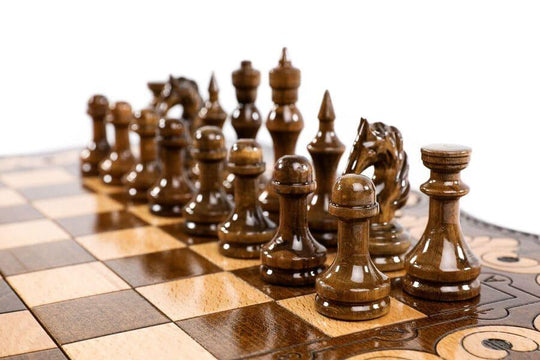Wooden Chess-backgammon Set with Eternity Pattern - Chess District