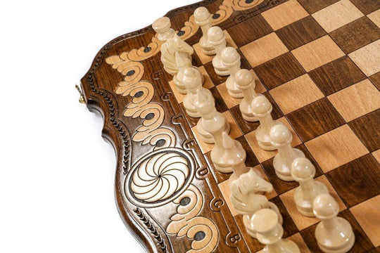 Wooden Chess-backgammon Set with Eternity Pattern - Chess District