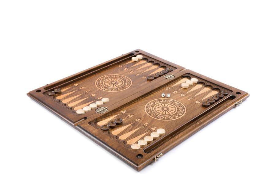 Wooden Chess-backgammon Set with Eternity Pattern and Bronze Elements - Chess District