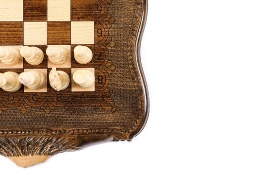 Wooden Chess-backgammon Set with Mountain Theme - Chess District