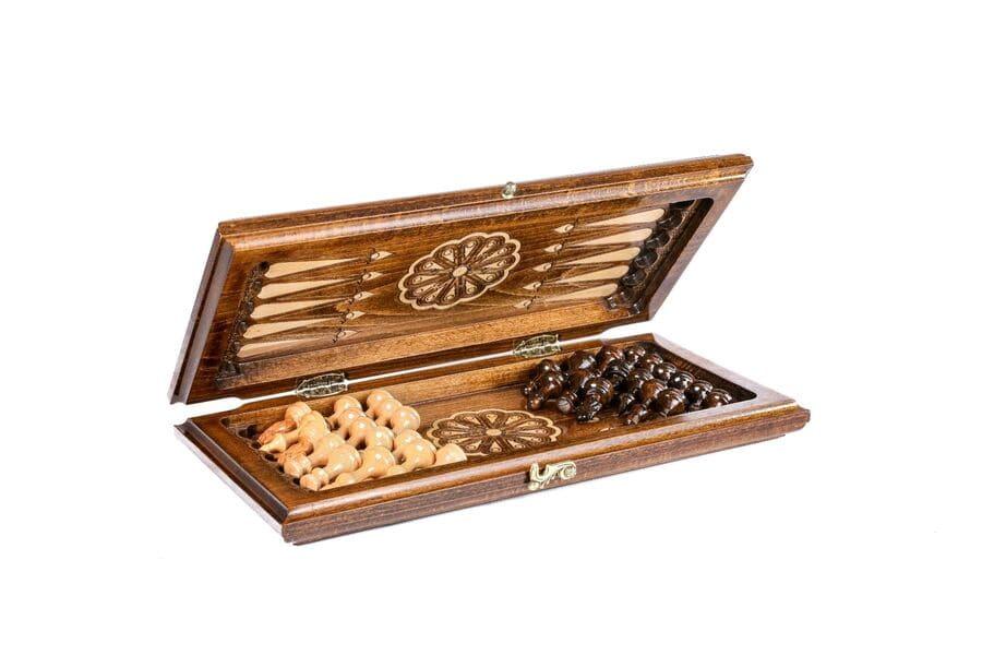 Wooden Chess-backgammon Set with Oriental Pattern - Chess District
