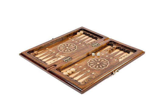 Wooden Chess-backgammon Set with Oriental Pattern - Chess District