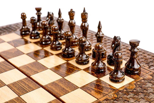 Wooden Chess-backgammon Set with Oriental Pattern - Chess District