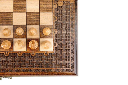 Wooden Chess-backgammon Set with Oriental Pattern - Chess District