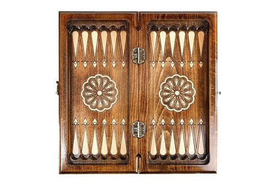 Wooden Chess-backgammon Set with Oriental Pattern - Chess District