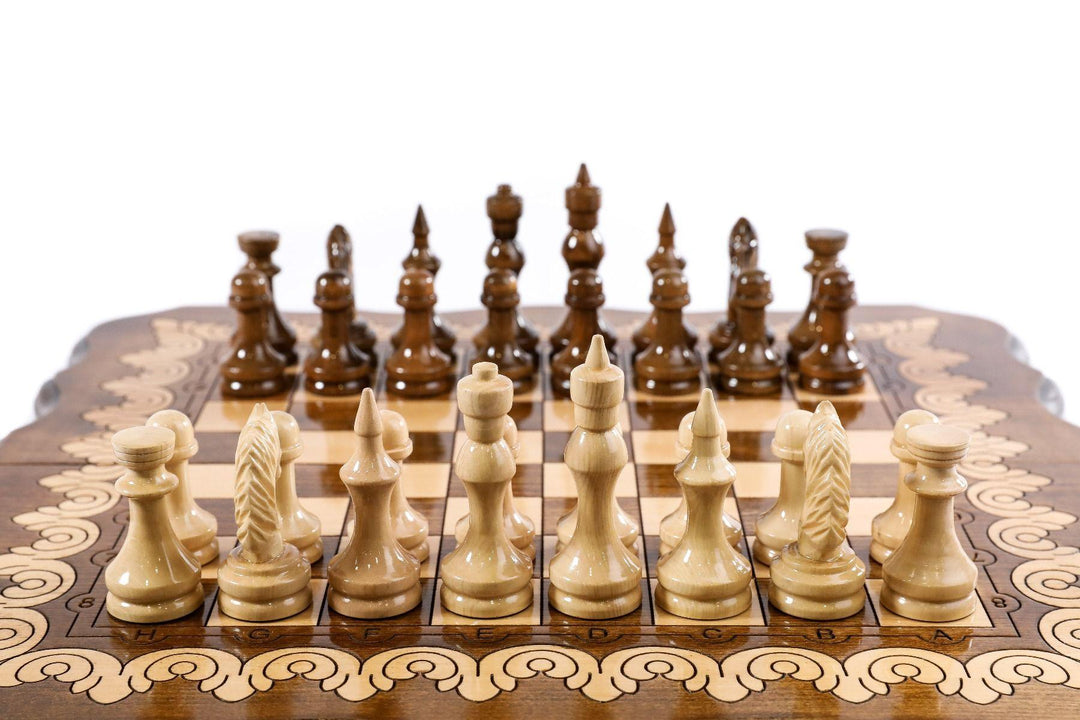 Wooden Chess Set with Eternity Outline - Chess District