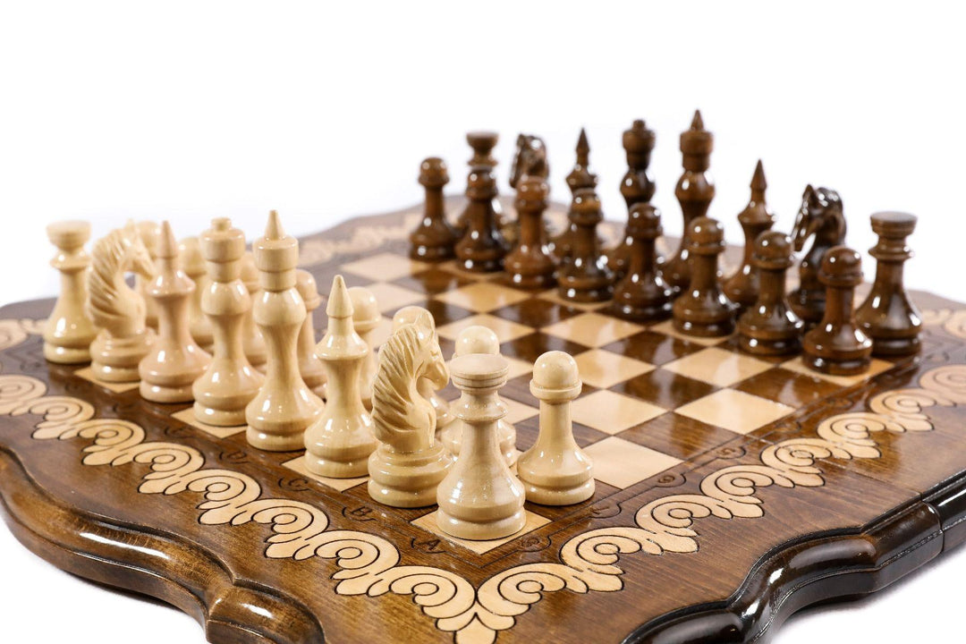 Wooden Chess Set with Eternity Outline - Chess District