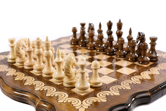 Wooden Chess Set with Eternity Outline - Chess District