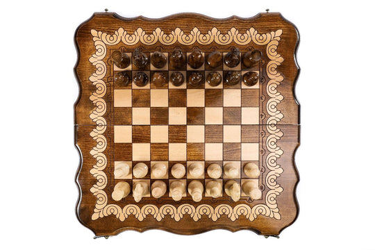 Wooden Chess Set with Eternity Outline - Chess District