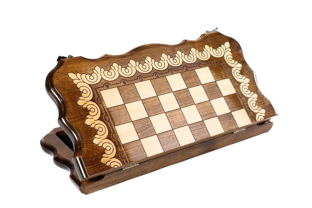 Wooden Chess Set with Eternity Outline - Chess District