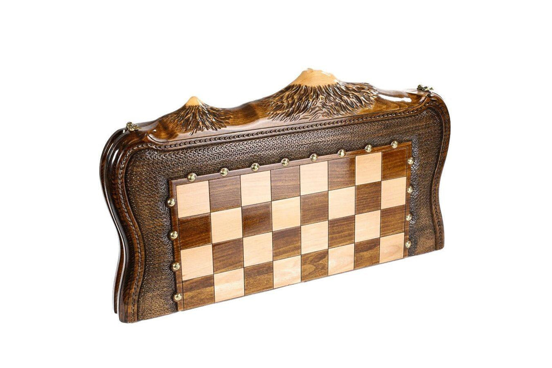 Chess-backgammon Set with Mountain Theme and Bronze Elements - Chess District